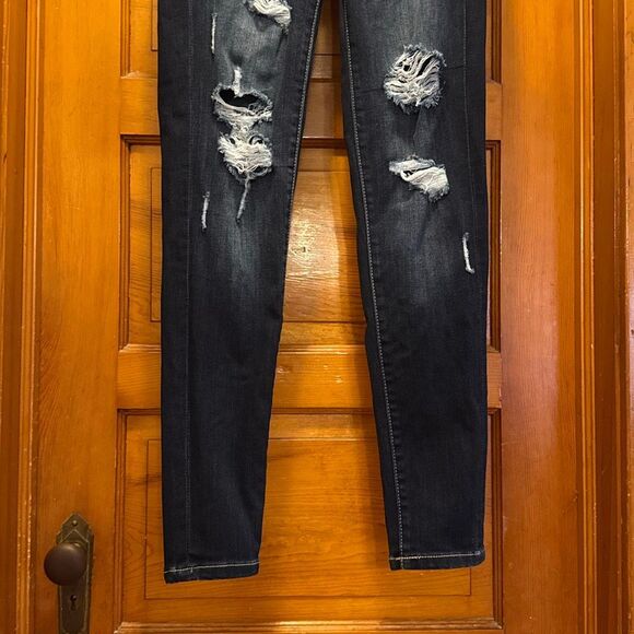 KanCan Dark Blue Distressed Strechy Skinny Jeans Women’s US 25 (3) - Picture 3 of 8